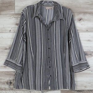 Croft & Barrow* Women's Stretch 3/4 Split End Sleeve Button Down‎ Shirt~ Size 2X